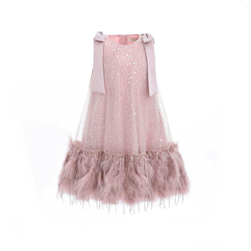 Pink Sequin Feather Dress
