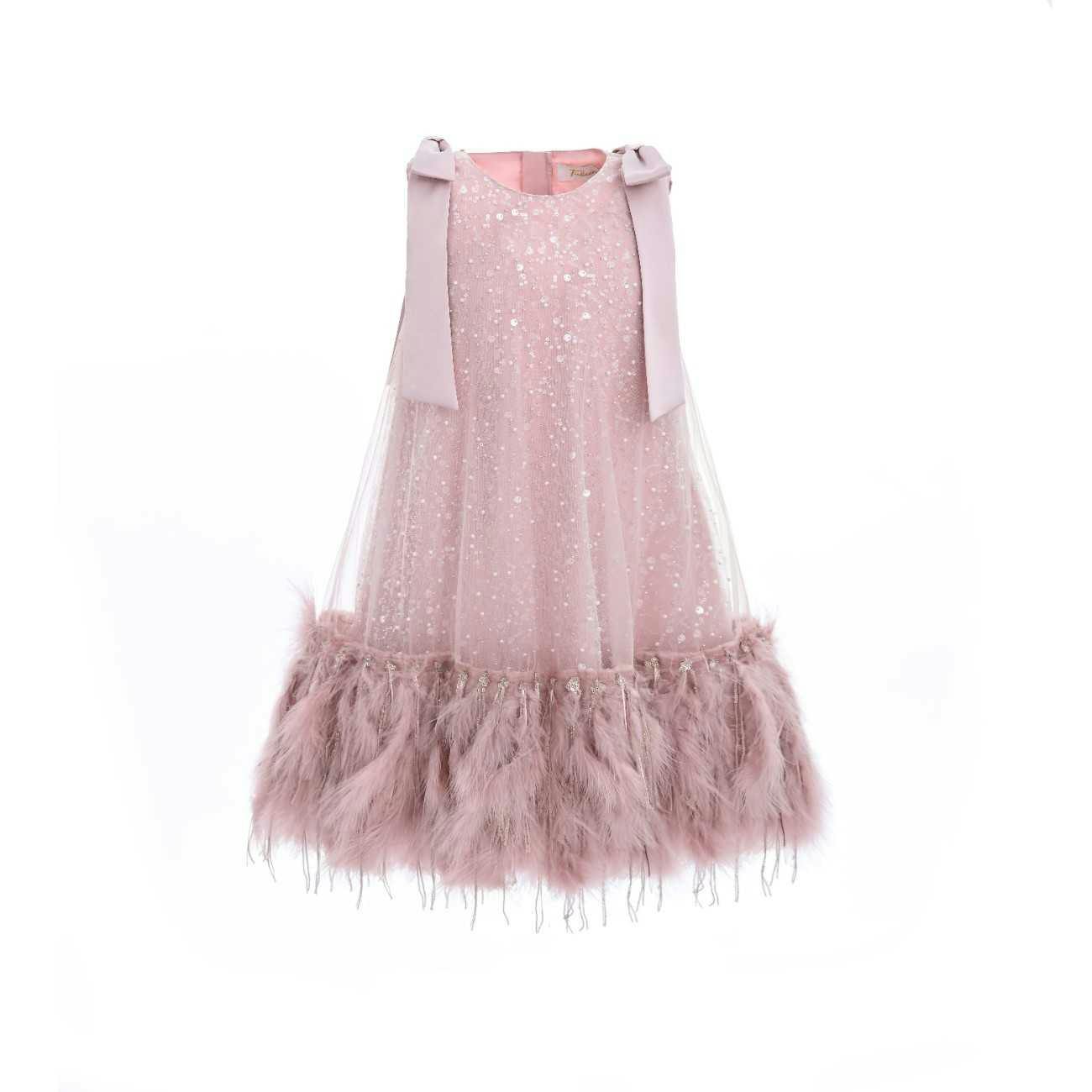 Pink Sequin Feather Dress