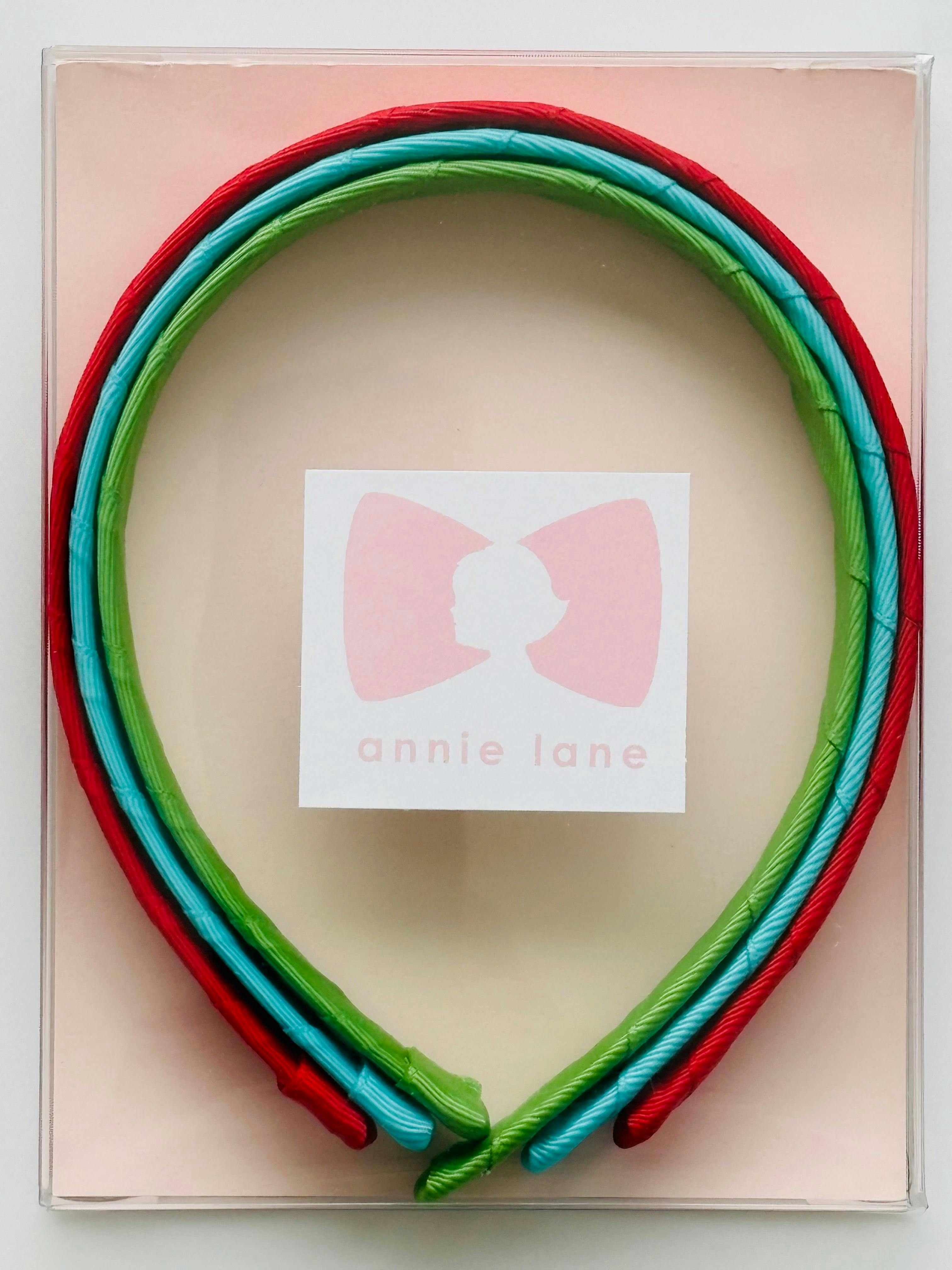 Set of three headbands - red, turquoise and leaf green