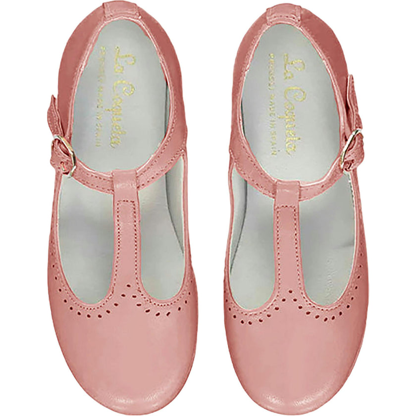 Pink Leather Girl T-Bar Shoes, Pink
