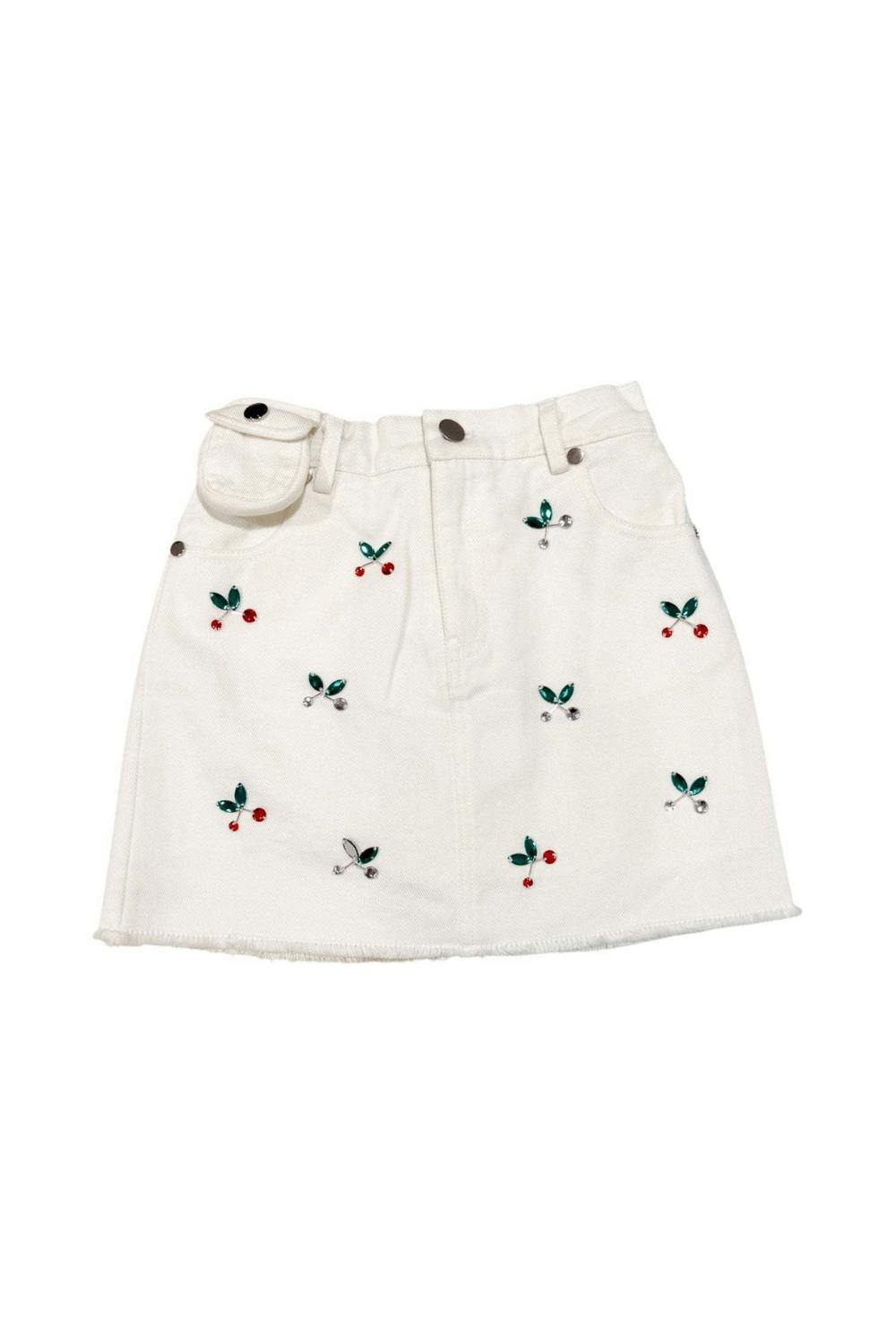 Cherry on Top Gem Denim Skirt
