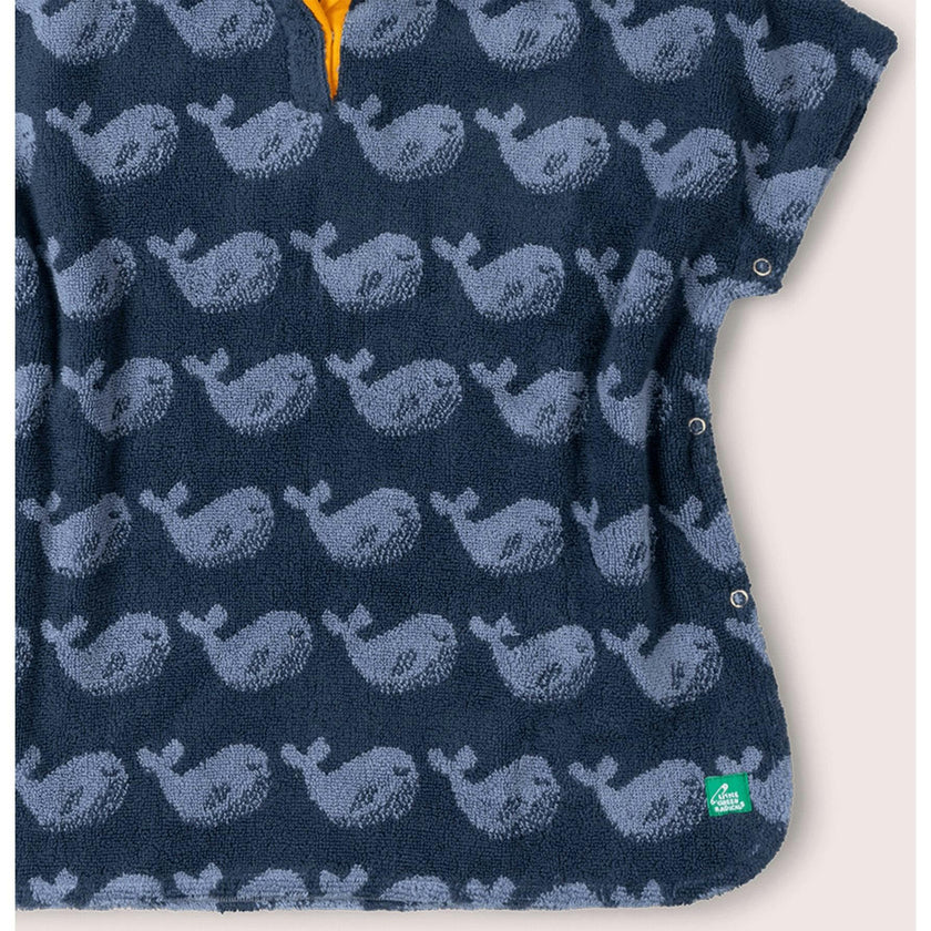 Singing Whales Baby Towel Poncho, Blue