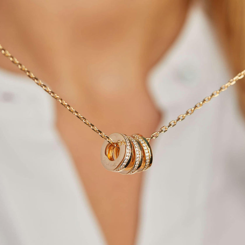Personalized Crystal Unity Name Necklace, 14k Gold Plated