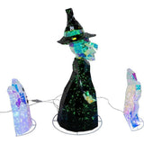 Pre-lit Holographic Witch and Two Ghosts