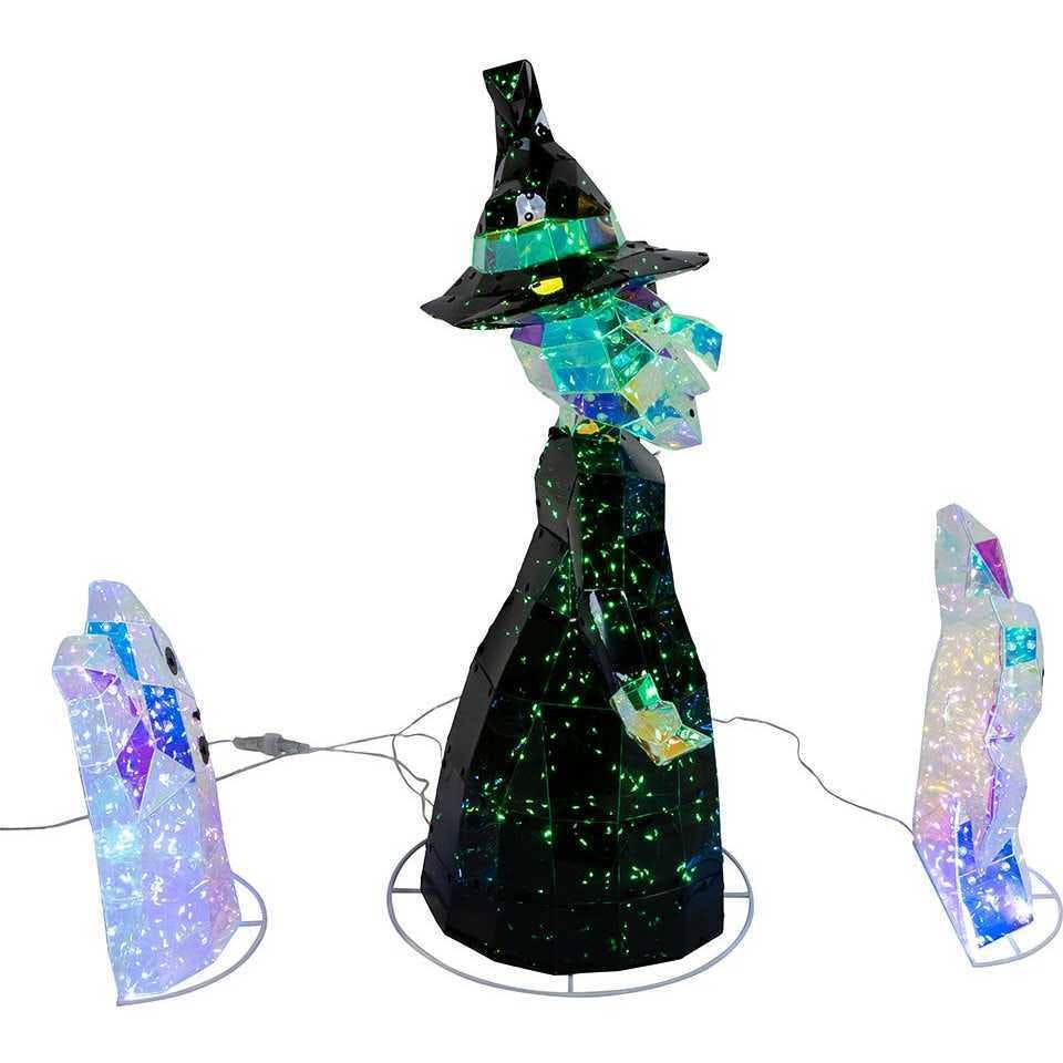 Pre-lit Holographic Witch and Two Ghosts