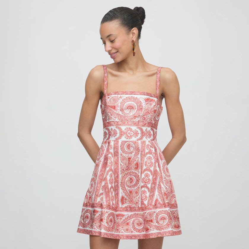 The Margot Mini Dress - Coral Corsica Paisley
