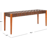 Amalia Leather Weave Bench