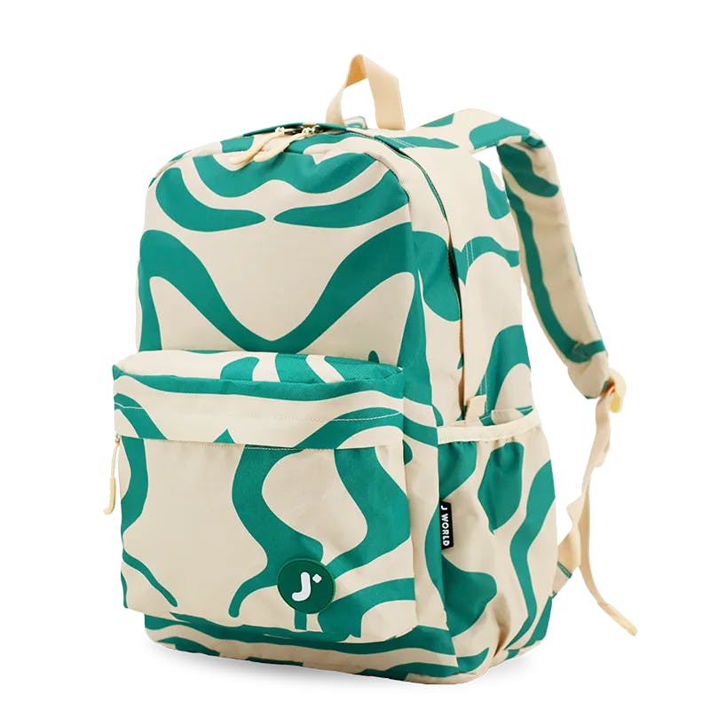 Oz Daypack Backpack with Doodle Large Pencil Case in Green Swirl