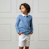 Organic Long Sleeve Rugby Shirt, Blue