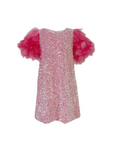 Feather Puff Sleeve Sequin Party Dress