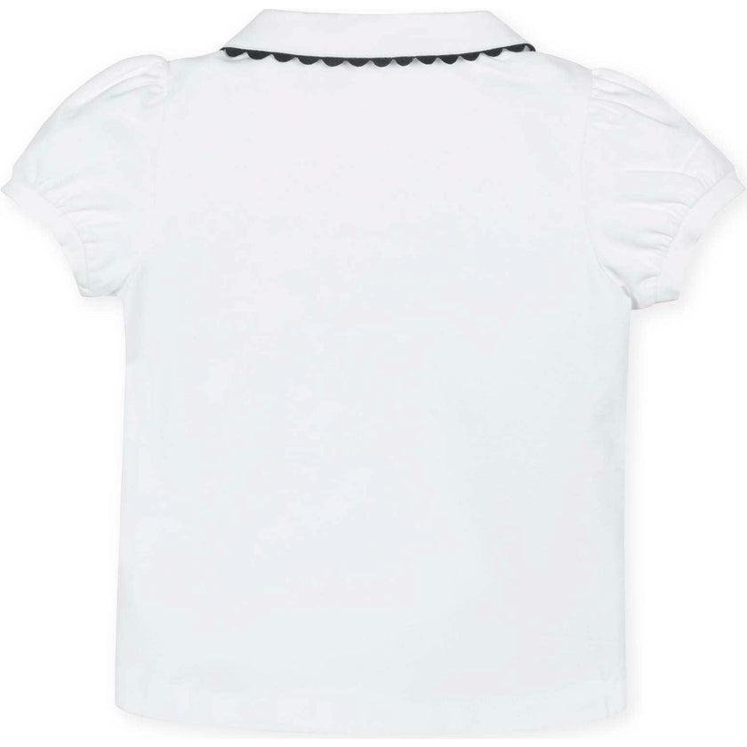 Organic Puff Sleeve Jersey Knit Polo, White