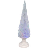 17.25-Inch Battery Operated USB LED Lighted Christmas Tree Lantern with Spinning Glitter Water