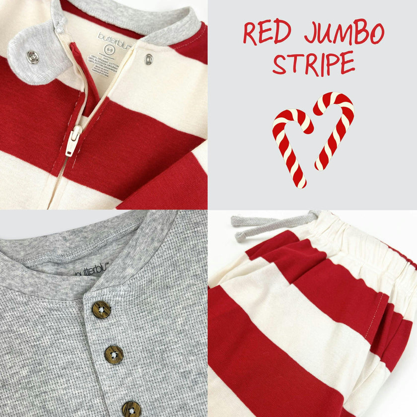 Matching Family Jammies Christmas Pajamas - Red Jumbo Stripe