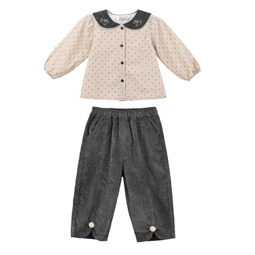 Beige Polka Dot Outfit