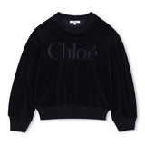 Navy Velvet Logo Sweatshirt