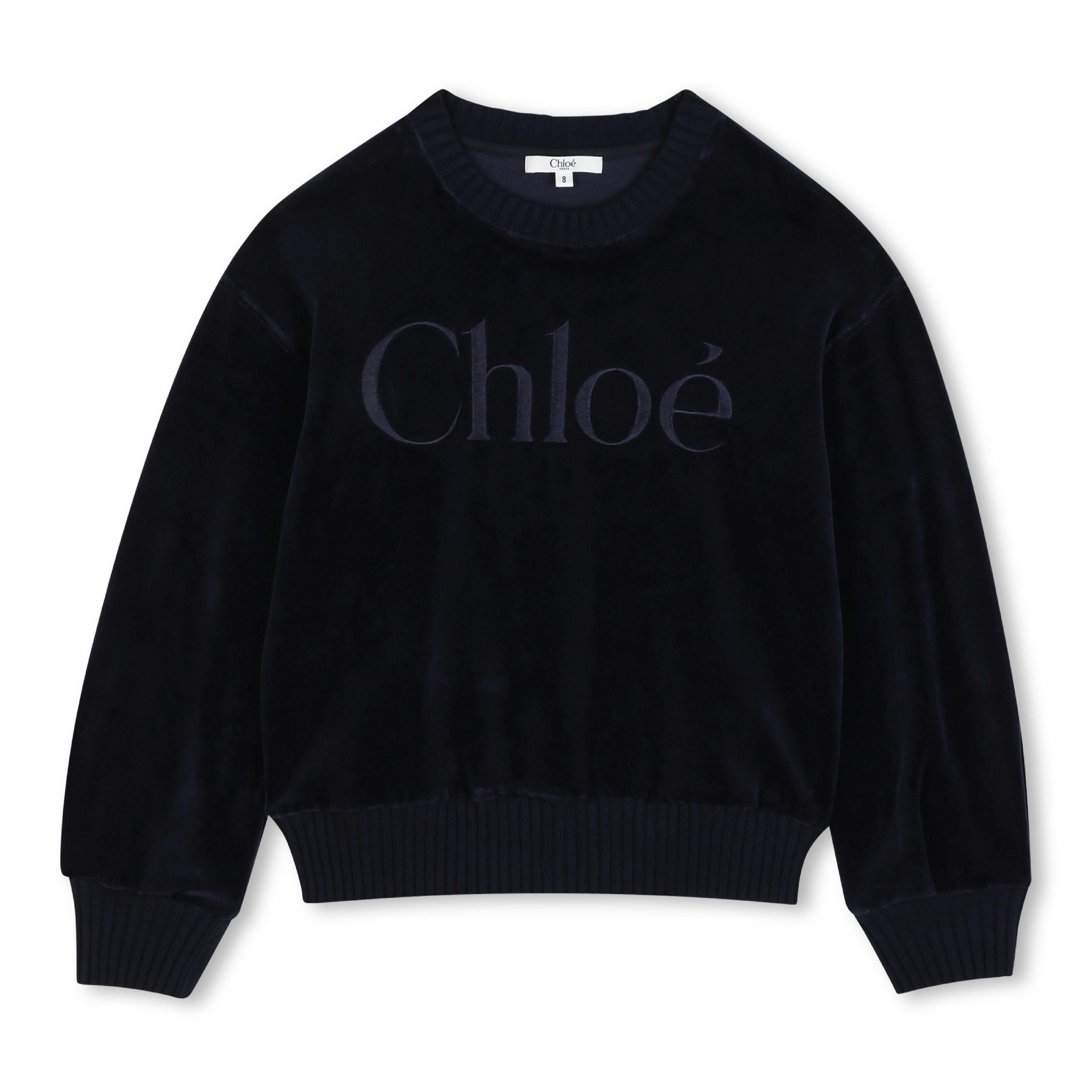 Navy Velvet Logo Sweatshirt