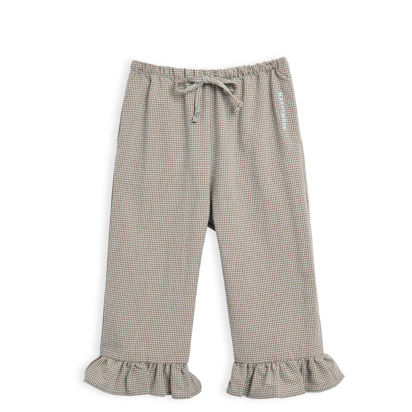 children's vichy frilled trousers - foggy brown