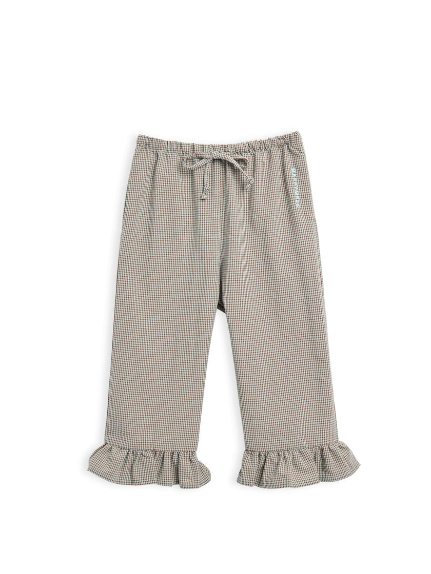 children's vichy frilled trousers - foggy brown