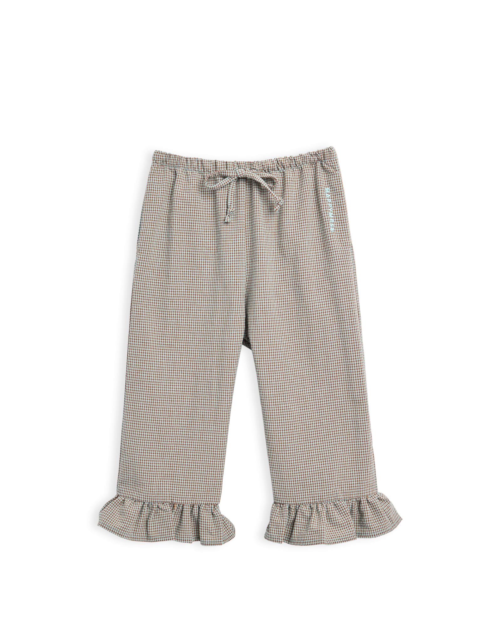 children's vichy frilled trousers - foggy brown