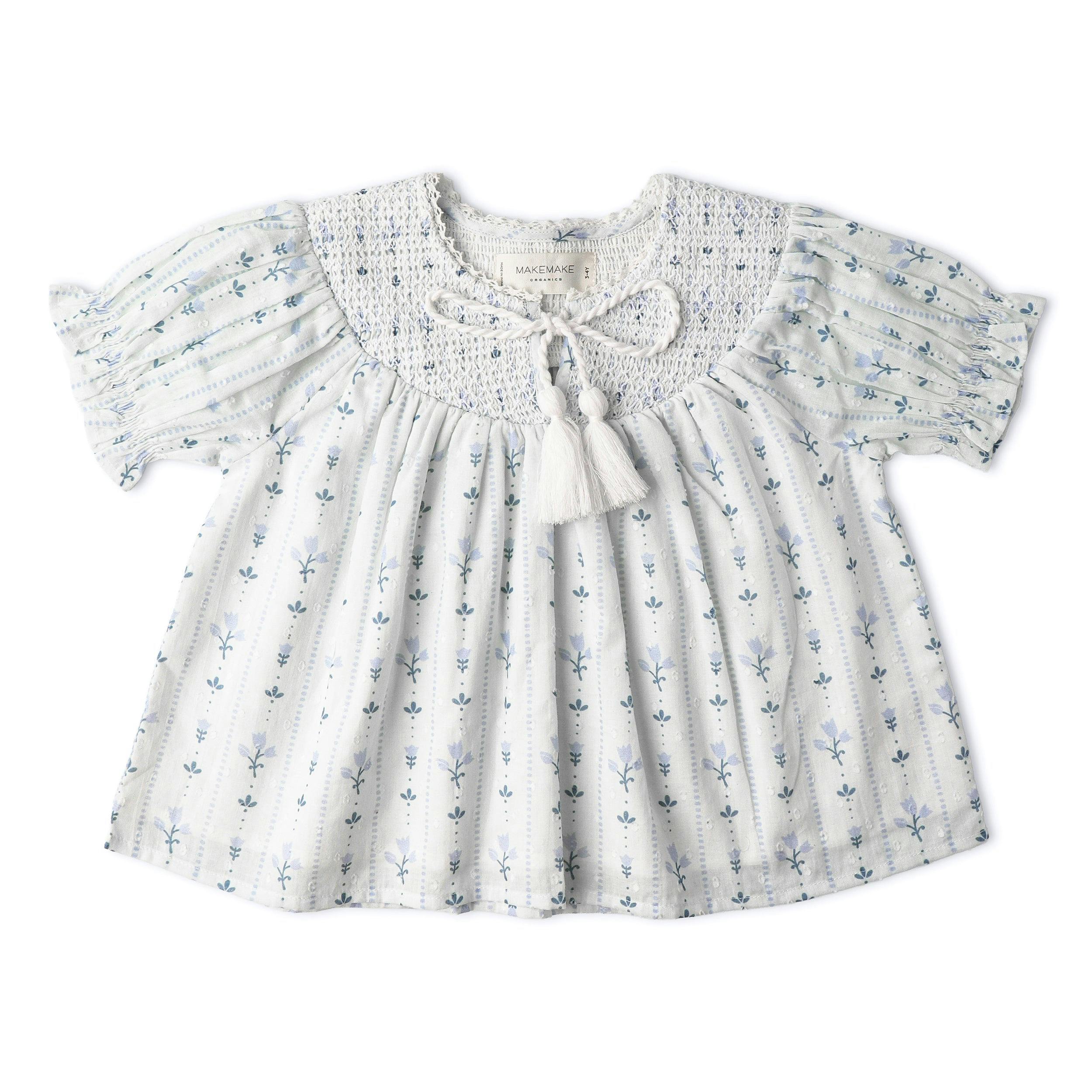 Organic Smocked Top & Shorts Set - Blue Vines