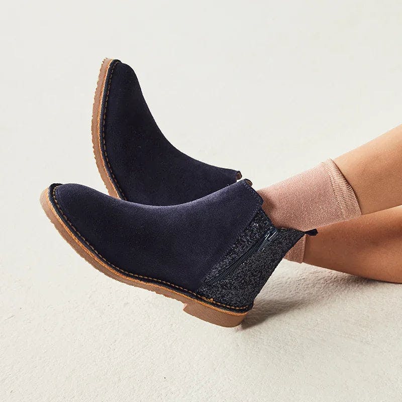 Glitter & Suede Chelsea Boots