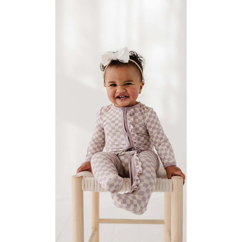 Footie Romper Lavender Cloud Checkered