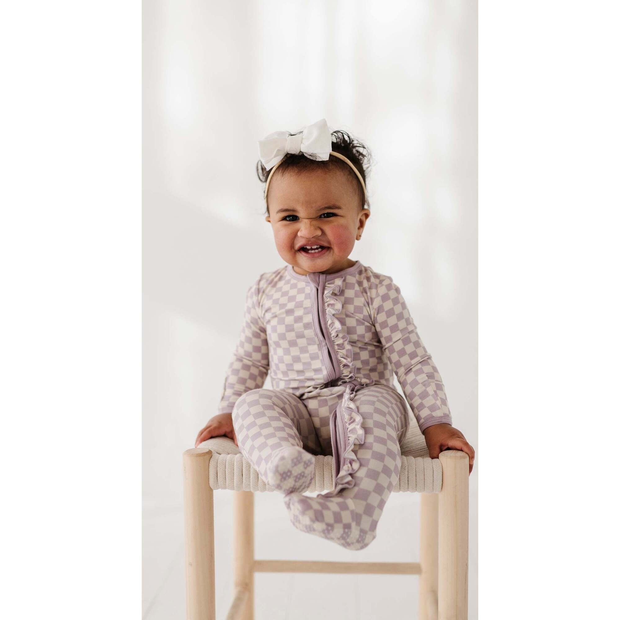 Footie Romper Lavender Cloud Checkered