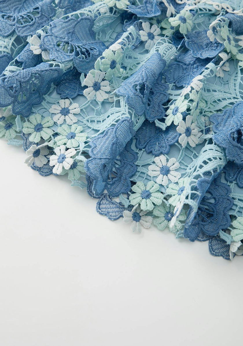 Jade Frill Embroidered Mini Skirt