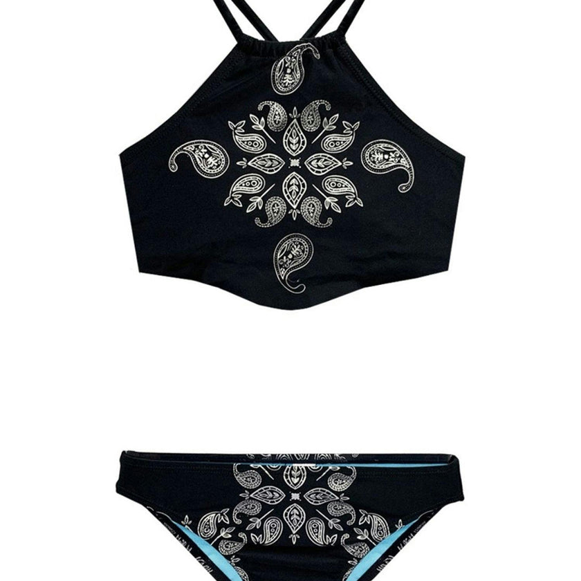 Roshini Foil Print Tankini Two Piece Swimsuit