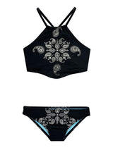 Roshini Foil Print Tankini Two Piece Swimsuit