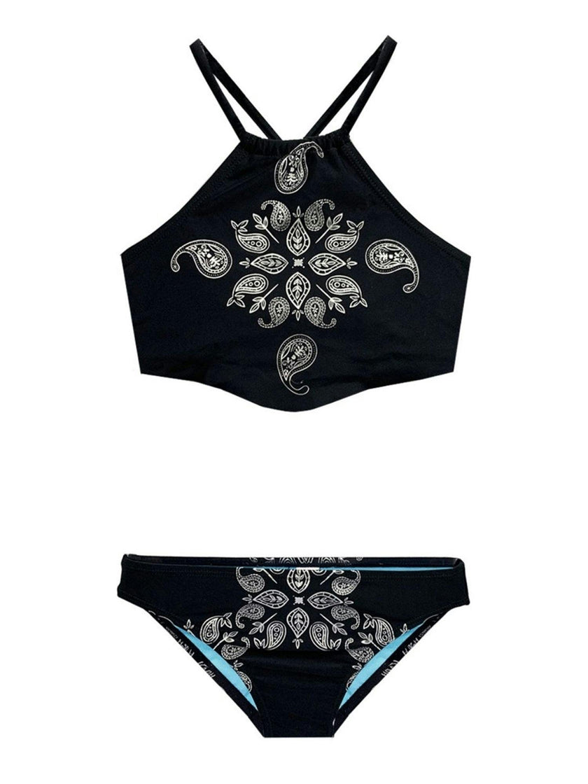Roshini Foil Print Tankini Two Piece Swimsuit
