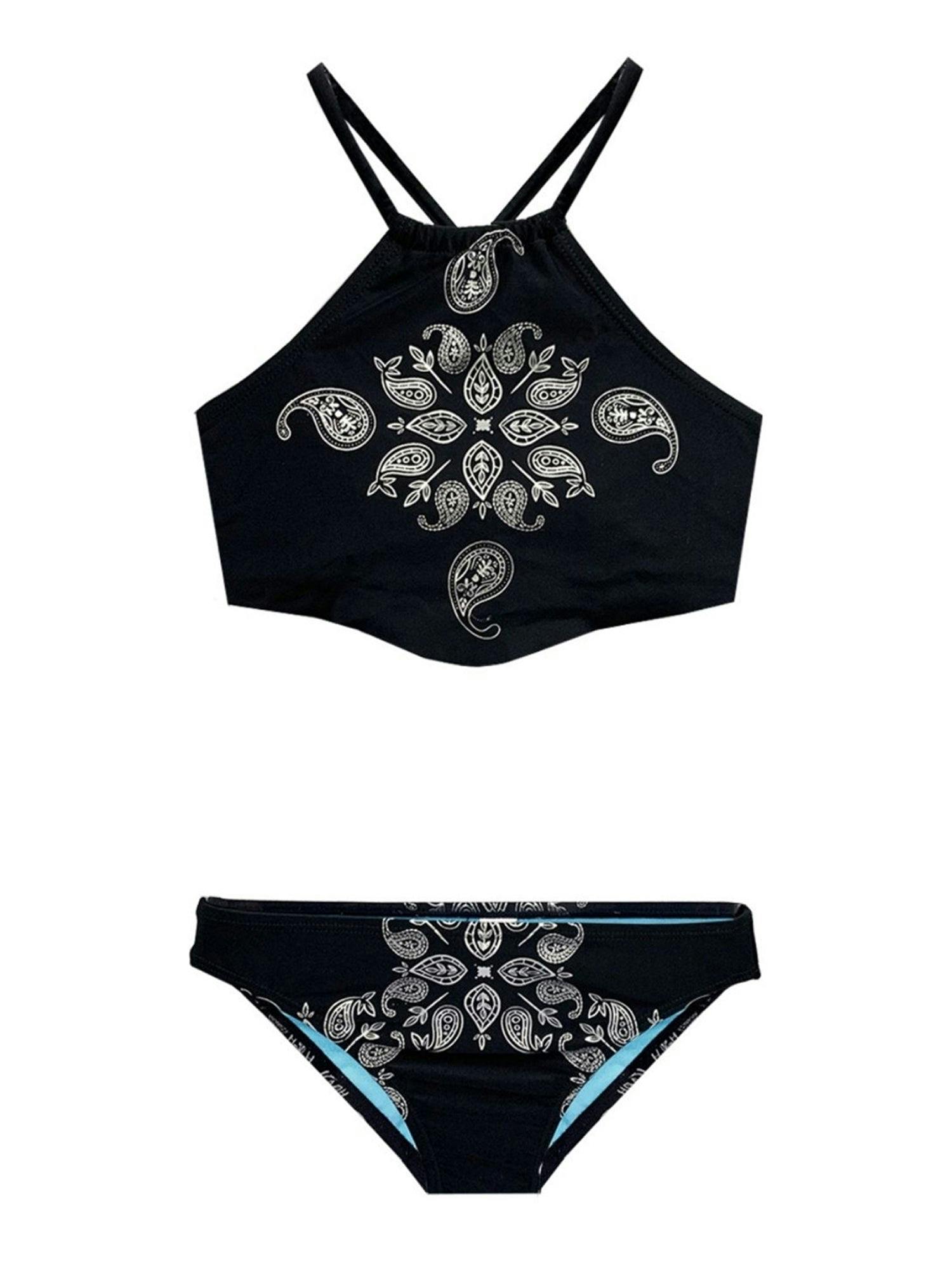 Roshini Foil Print Tankini Two Piece Swimsuit