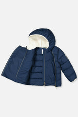 Winter Jacket Adapted For Car Seats Dark Blue