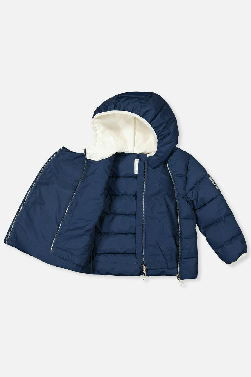 Winter Jacket Adapted For Car Seats Dark Blue