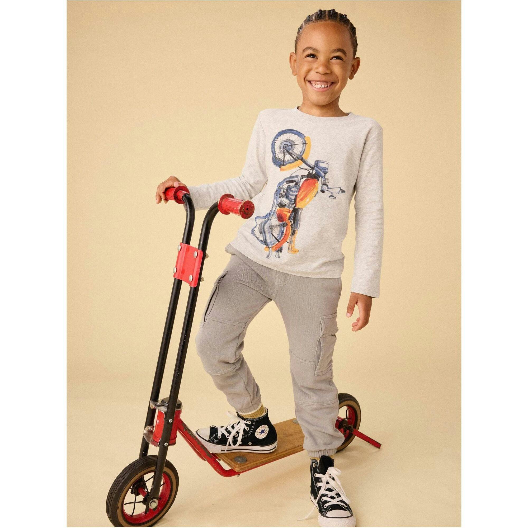 Motor Bike Graphic Tee, Grey