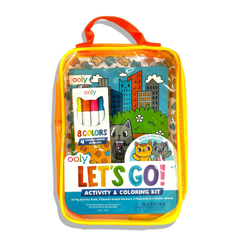 Let's Go! Activity & Coloring Kit - Kitty in the City - Activity Book Markers Postcards Stickers