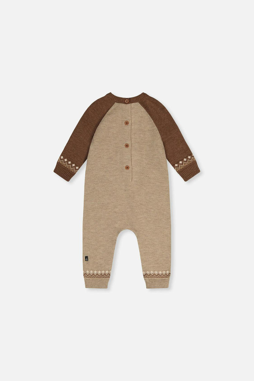 Knitted Intarsia Romper Brown Cinnamon