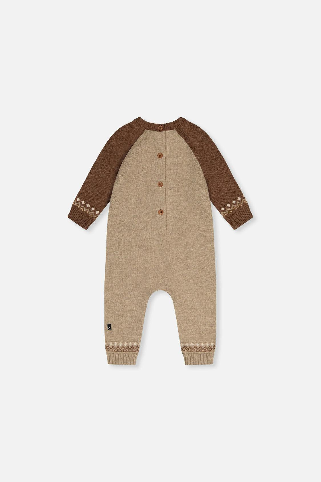 Knitted Intarsia Romper Brown Cinnamon