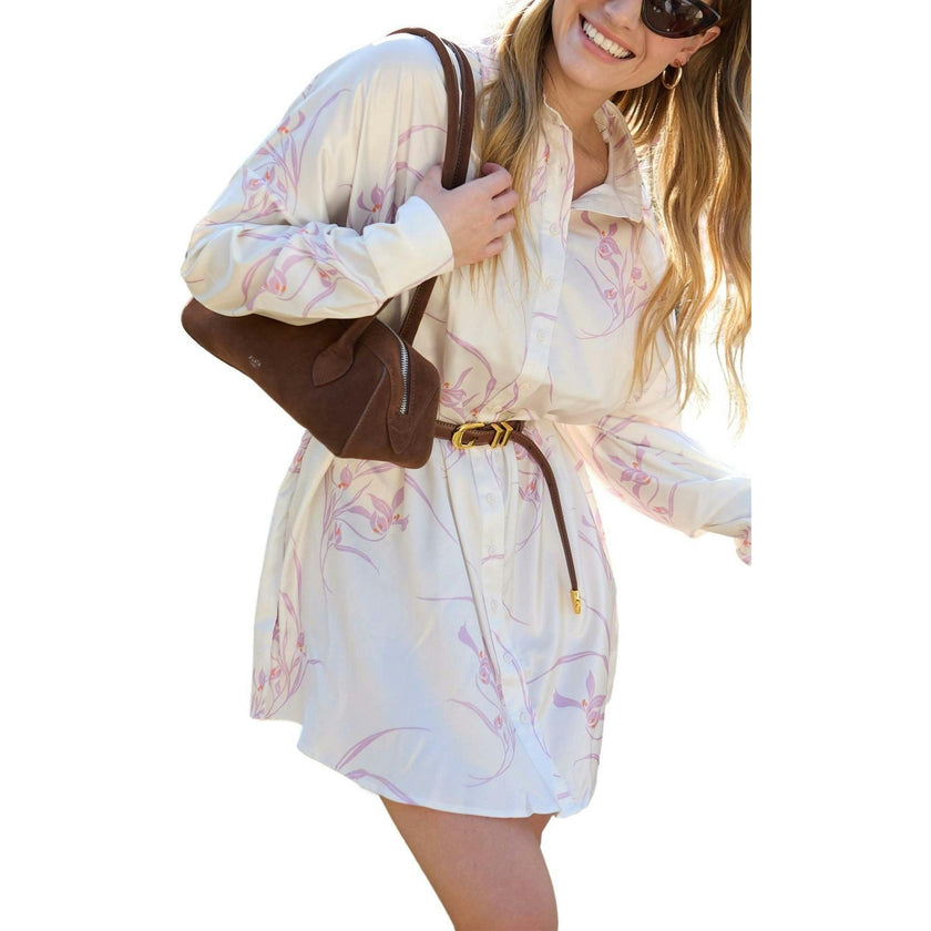 Kristy Button Down Large Floral Shirtdress