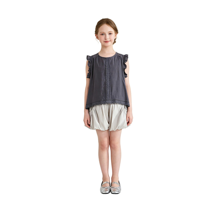 Gray Lace Shorts Set