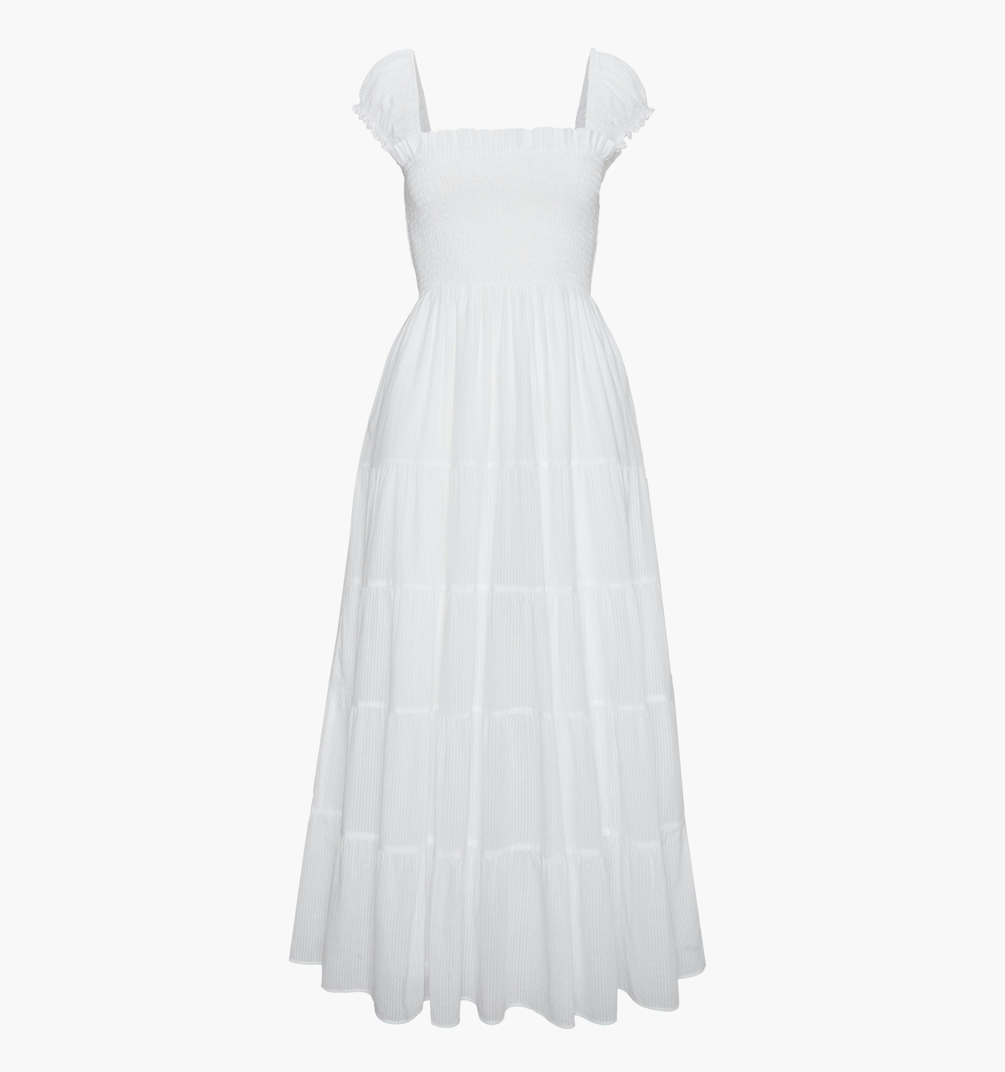 The Stella Nap Dress - White Shadow Stripe