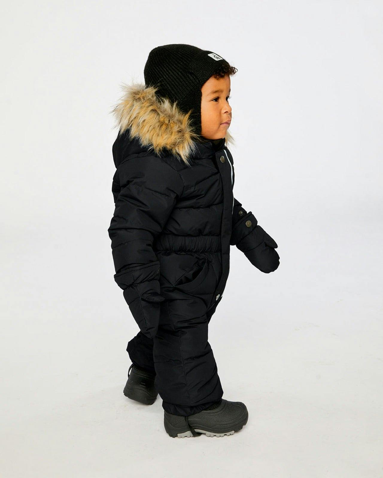 Baby Original One Piece Puffy Snowsuit With Removable Mittens And Boots Black