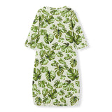 Island Leaf Cotton Stretch Newborn Gown & Hat Set