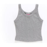 Girls Rib Skinny Strap Tank in Collegiate Gray