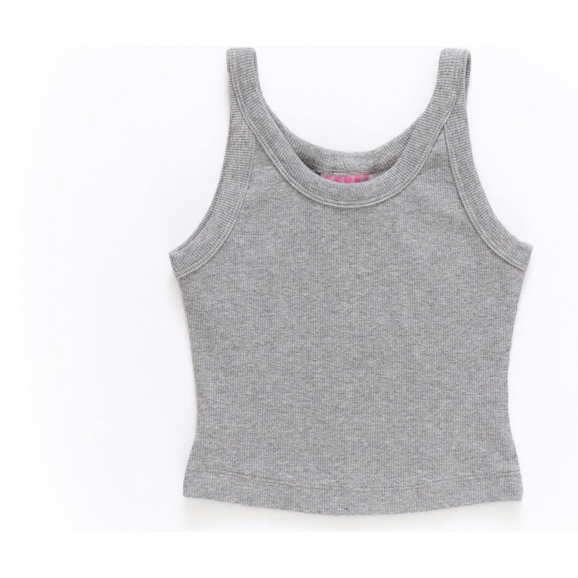 Girls Rib Skinny Strap Tank in Collegiate Gray