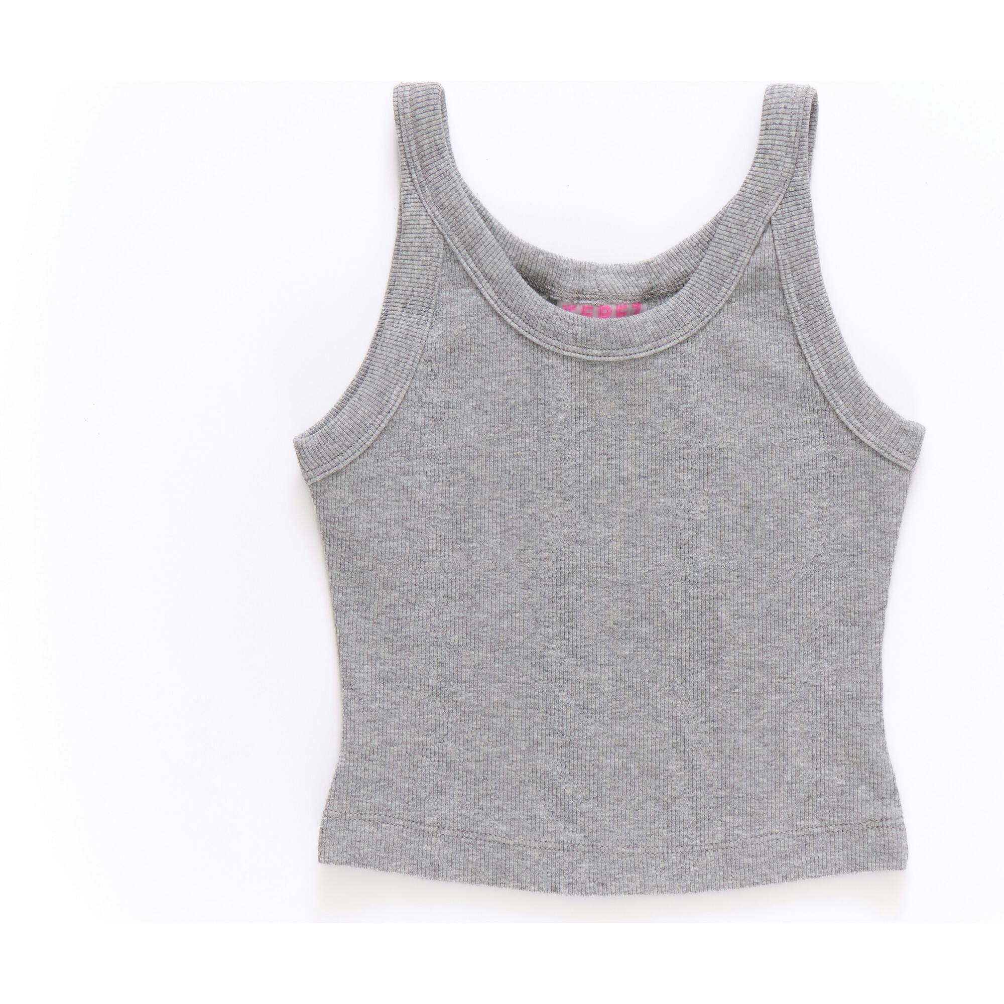 Girls Rib Skinny Strap Tank in Collegiate Gray