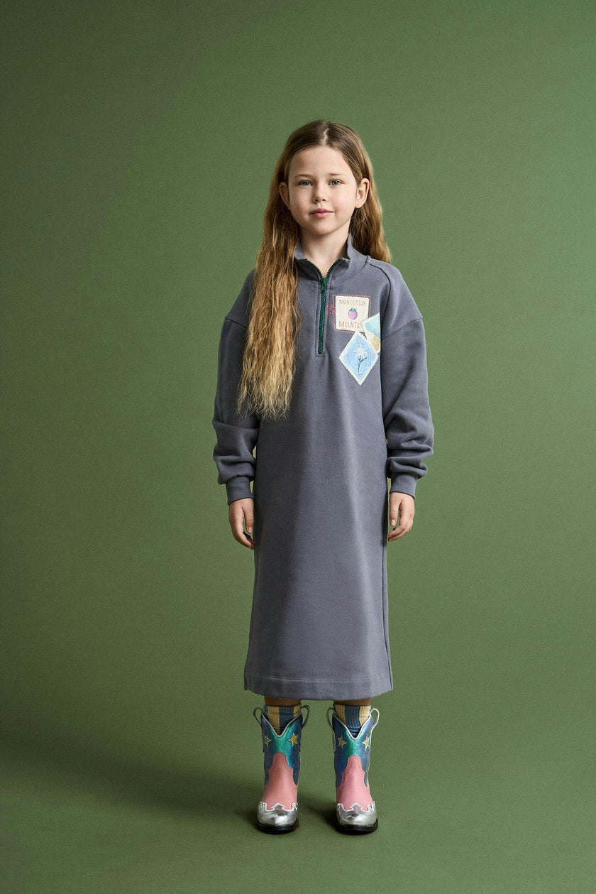 POSTCARD ZIPPER SWEATDRESS GREY