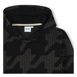 Black Houndstooth Print Sweatshirt