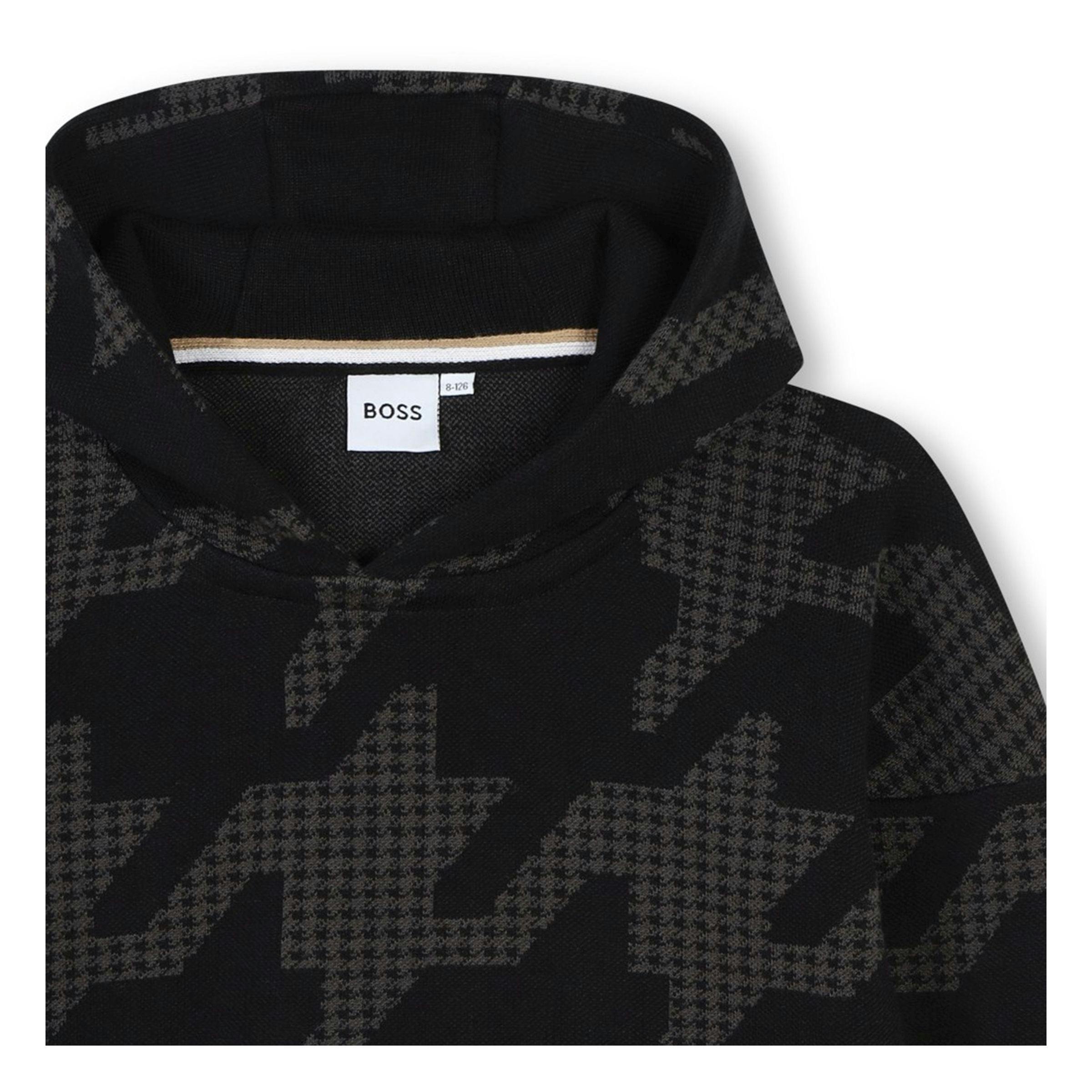 Black Houndstooth Print Sweatshirt