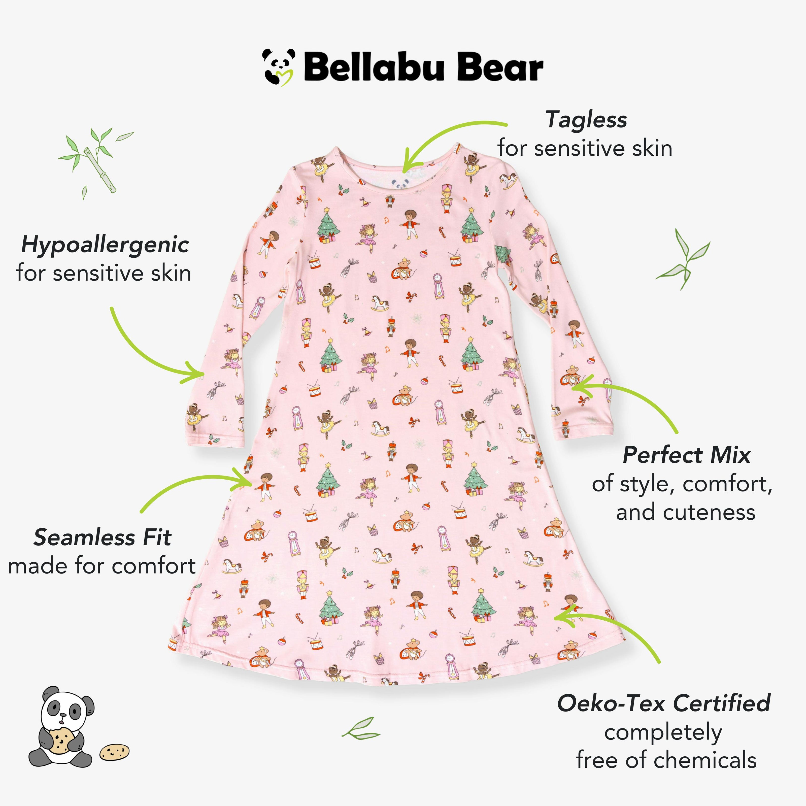 Nutcracker Pink Bamboo Girls' Long Sleeve Dress
